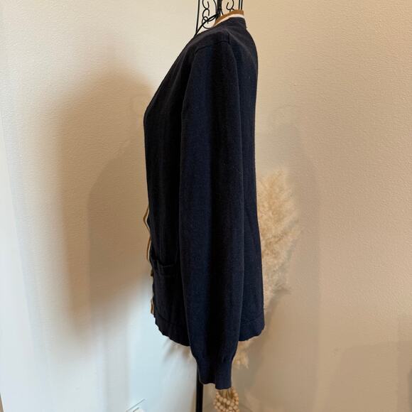 Merona Preppy Navy Button Up Cotton Cashmere Cardigan Sweater Small - Picture 2 of 7